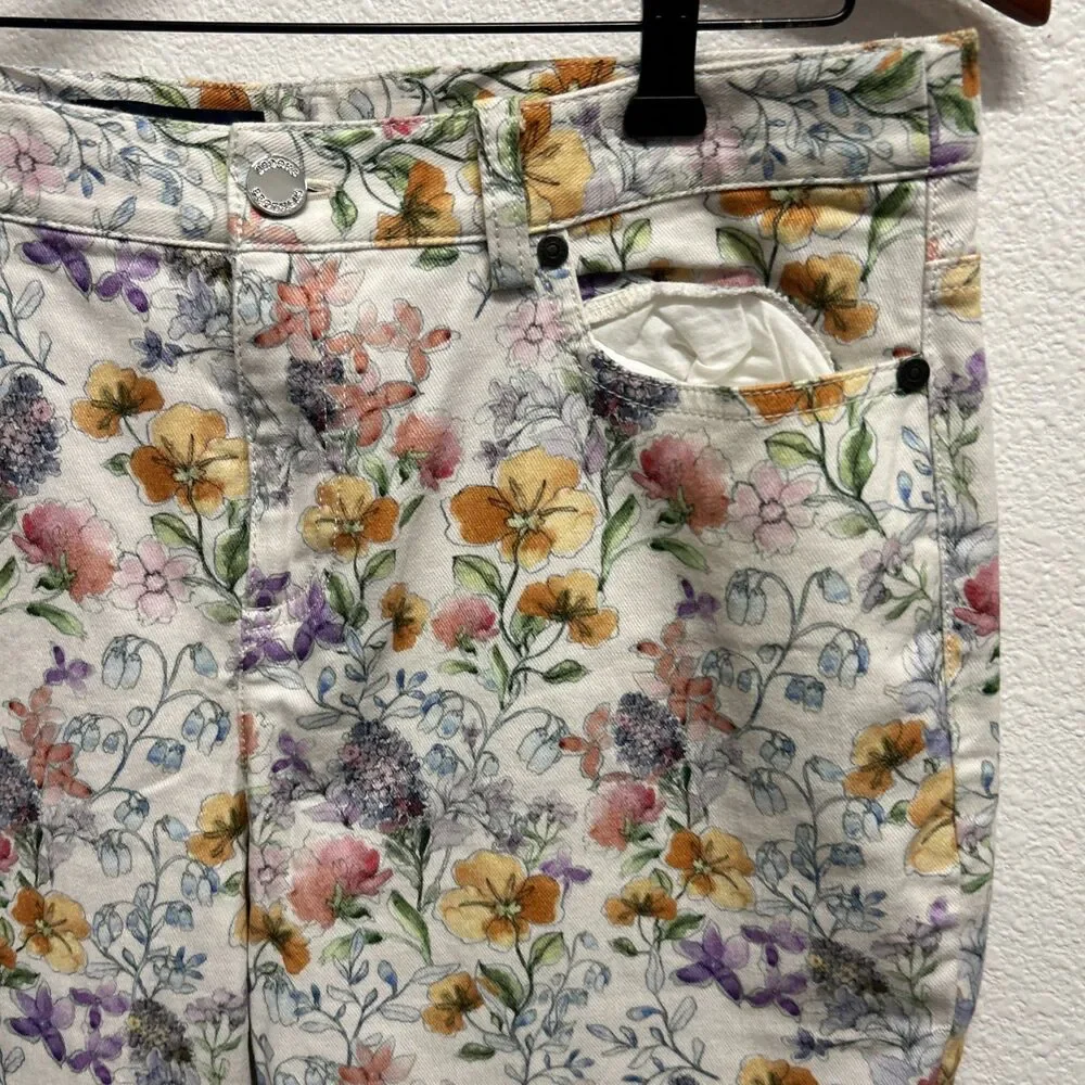Brooks Brothers Women’s Floral Jeans Orange green Spring Size 10 NWT